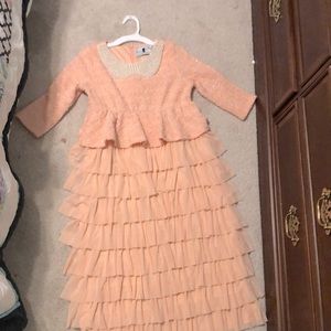 Super cute pink blush dress with pearl neckline.